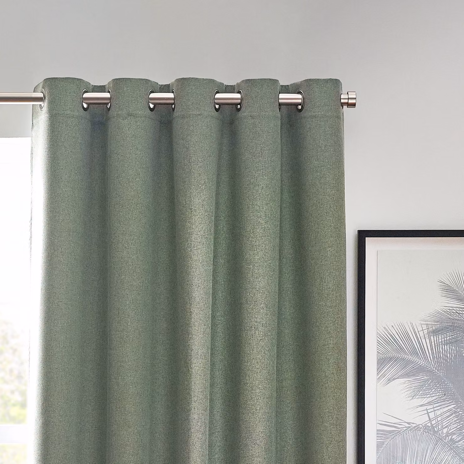 Furn Dawn Blackout Eyelet Curtain Pair in Green, Thermal Insulating, Width: 229 cm, Drop: 137 cm – 3