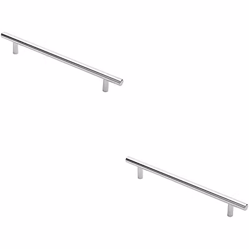 Loops 2 Pack Round T-Bar Cabinet Pull Handles in Chrome, Fixing Centres: 192 mm, Size: 252 x 12 mm