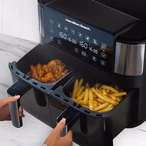 Hamilton Beach HealthyCook 8L Dual Air Fryer with 2 Drawers and SYNC Function, Black, HB4006 – 4