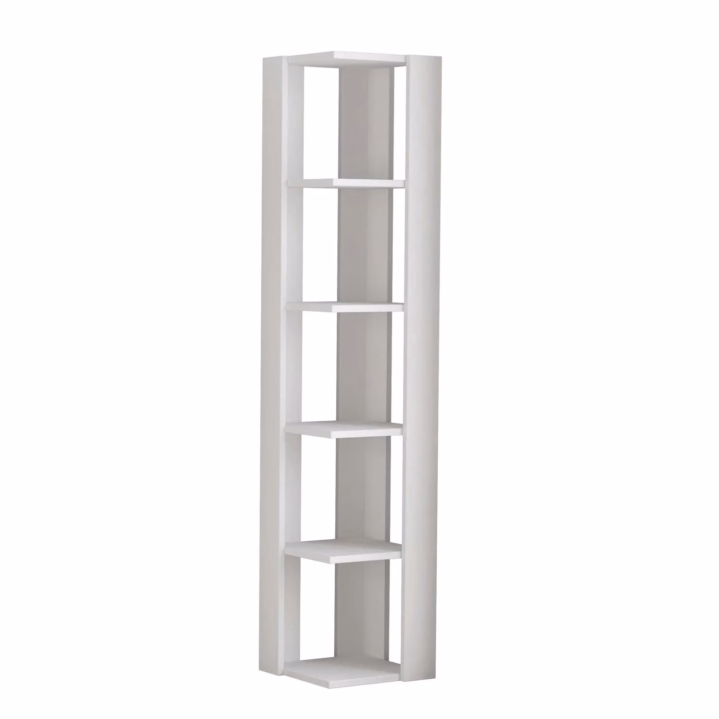 Decortie Nati Tall Modern Corner Bookcase Display Unit in White, Height: 161 cm – 2