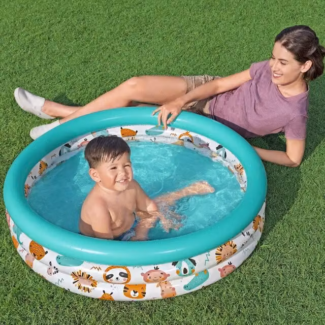 Bestway Safari Pals Inflatable Kids Pool, Turquoise and Blue, Diameter: 101.6 cm, Height: 25.4 cm