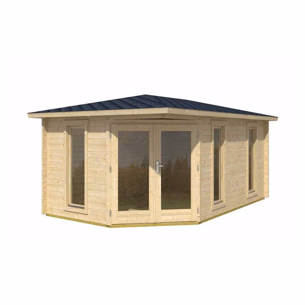 Lasita Maja Ltd Edinburgh 2-Log Cabin Home Office in Beige, W: 322.3 cm, D: 490.3 cm, H: 246.24 cm – 2