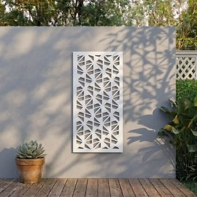 Laser Hut Modern Geometric Rectangular Metal Wall Art in White and Black