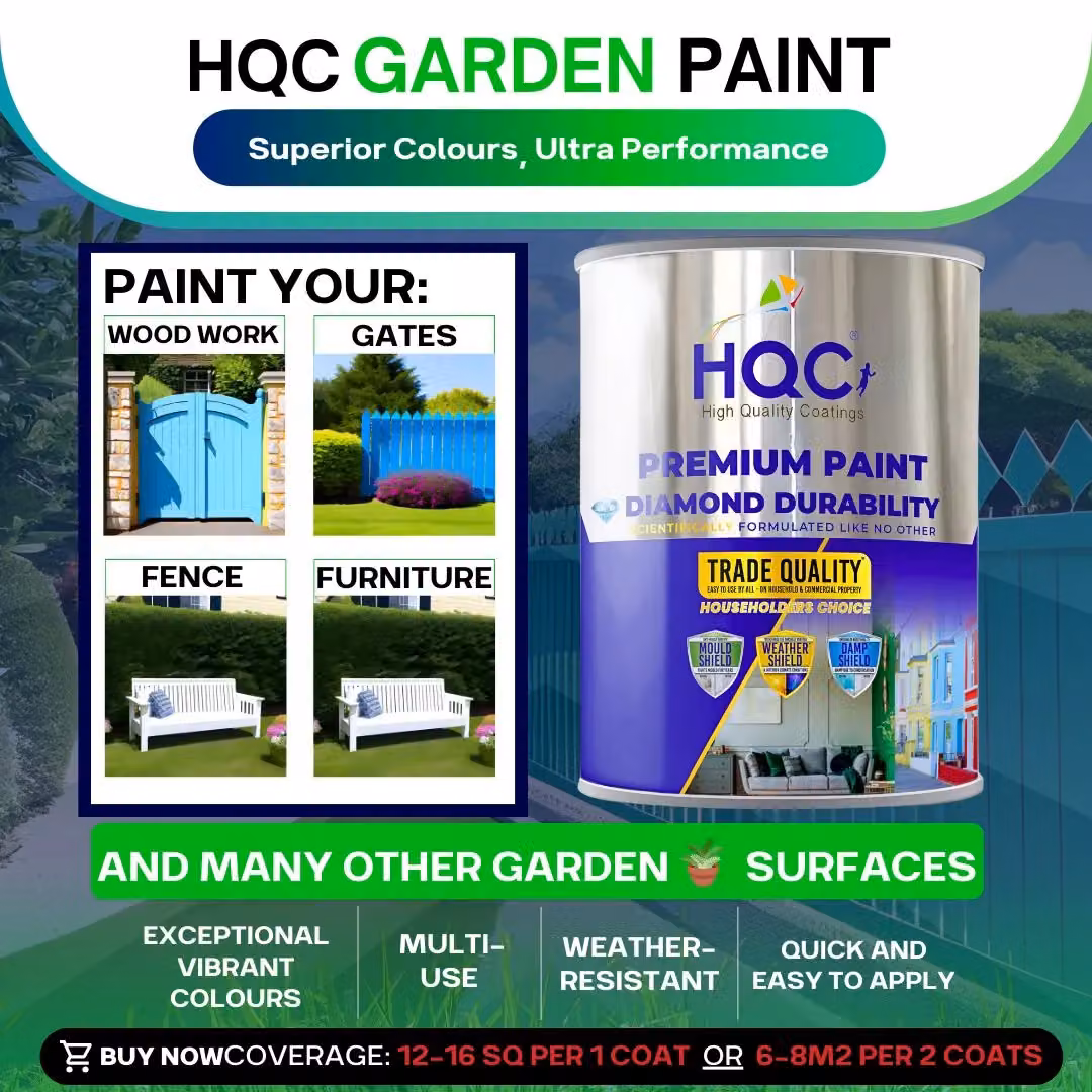 HQC Paints Weatherproof Water Based Garden Paint for Wood, White, 10 l – 4