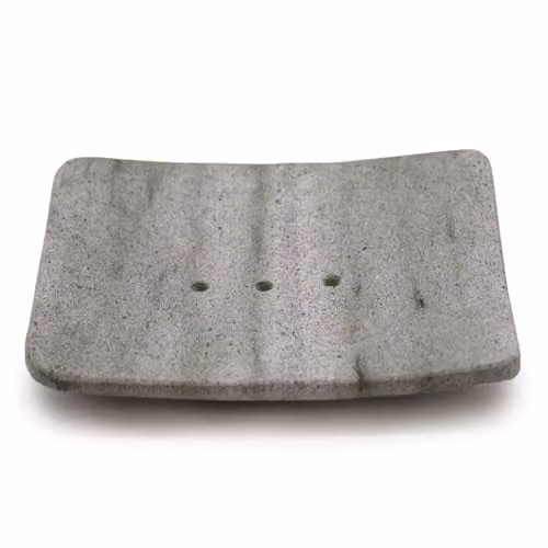 KDMD Square Ziolit Stone Soap Dish with Drainage in Grey – 1