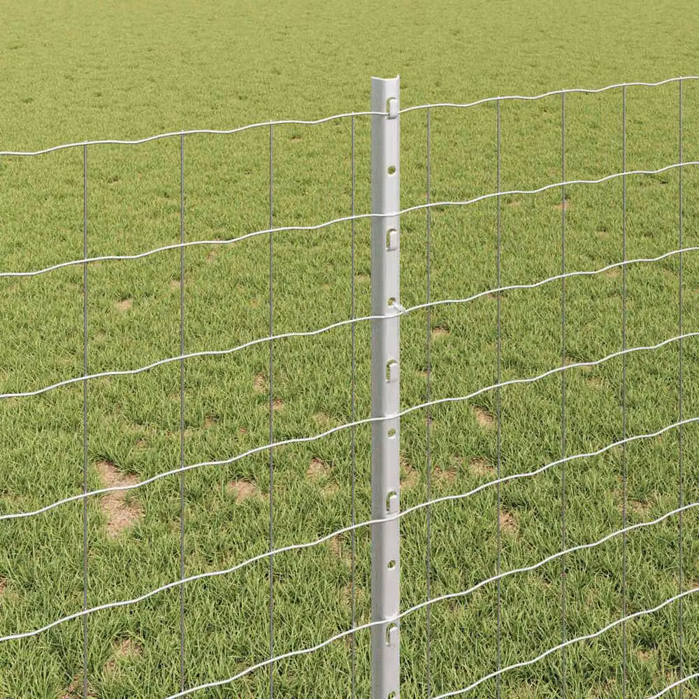 Berkfield Home Euro Fence Silver Galvanised Steel with 10 U-Profile Posts, W: 10 m, H: 1 m – 2