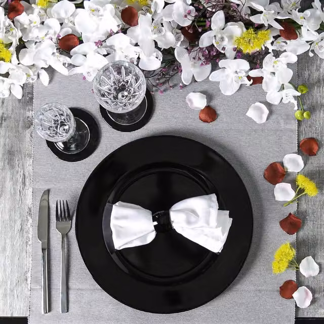 Argon Tableware 18 Piece Black Metallic Melamine Charger Plate Set