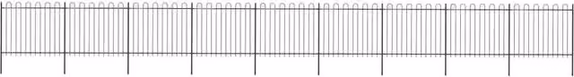 Berkfield Home Garden Hoop Top Steel Fence, Black, W: 15.3 m, H: 1.5 m, D: 0.19 m