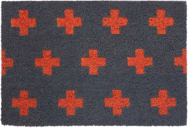 Maison by Premier Red and Grey Graphic Coir and PVC Non-Slip Rectangular Doormat