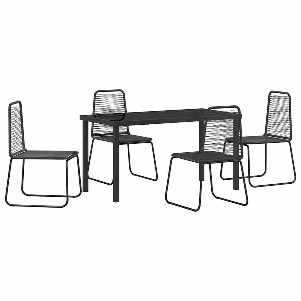 Berkfield Home 5-Piece Garden Dining Set in Black Powder-Coated Steel and Glass – 2