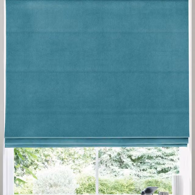 Terrys Florence Velvet Made to Measure Roman Blind in Petrol Blue