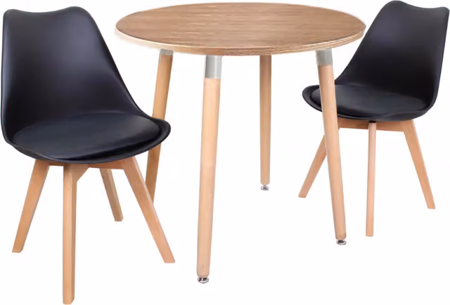 Life Interiors Lorenzo Round Dining Set in Black with Table and 2 Chairs