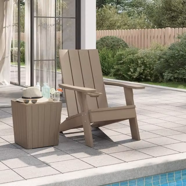 Berkfield Home Garden Adirondack Chair in Light Brown Polypropylene, W/D/H: 75 x 88.5 x 89.5 cm