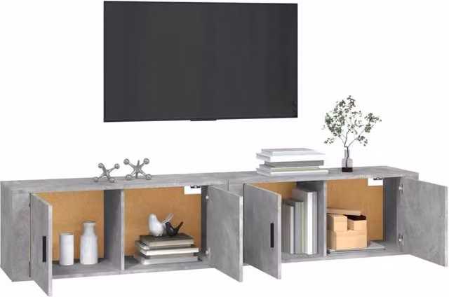 Berkfield Home Classic Wall-mounted TV Cabinets, 2 Piece, Concrete Grey, W: 100 cm, D: 34.5 cm, H: 40 cm