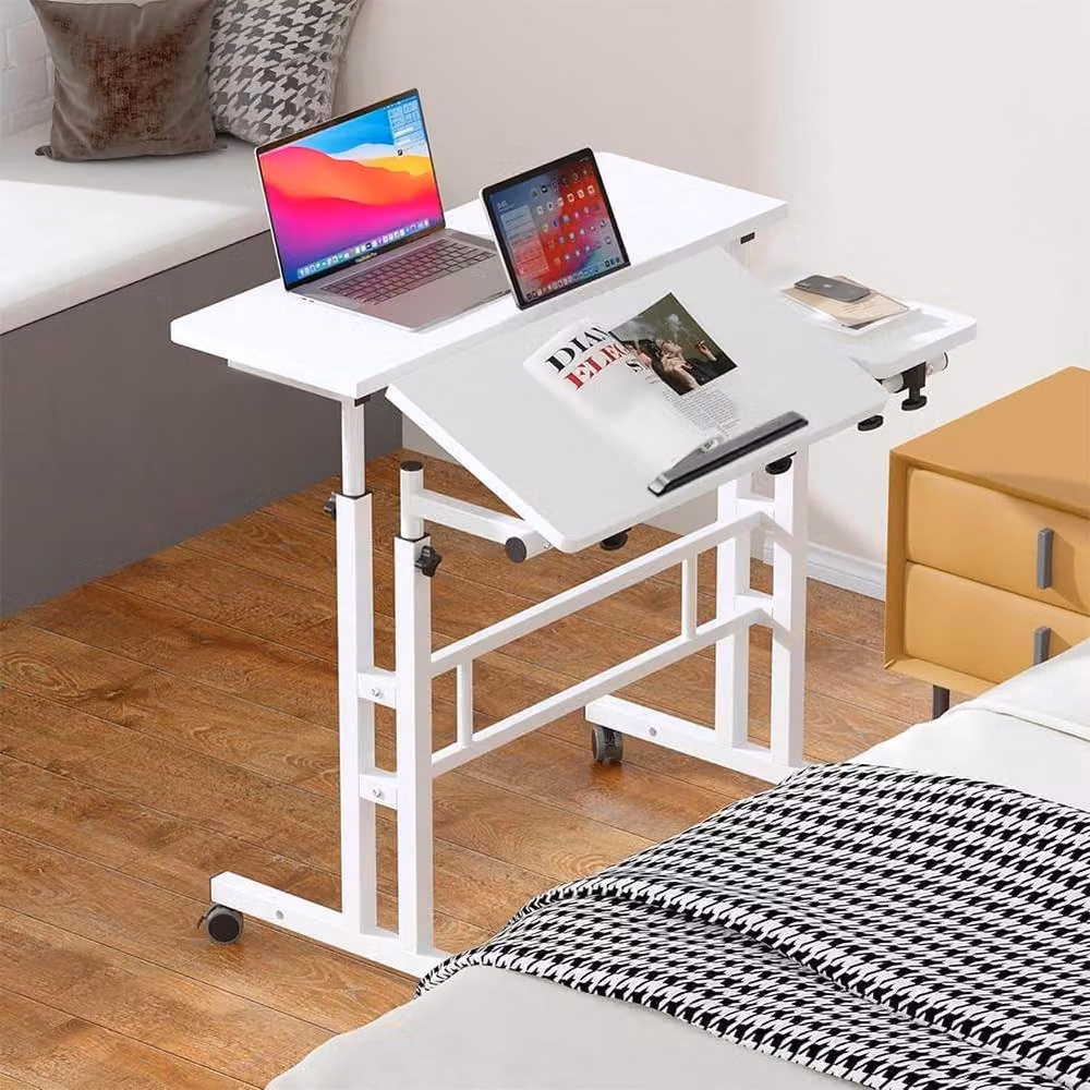 London Boutique Height Adjustable Mobile Standing Desk in White – 3