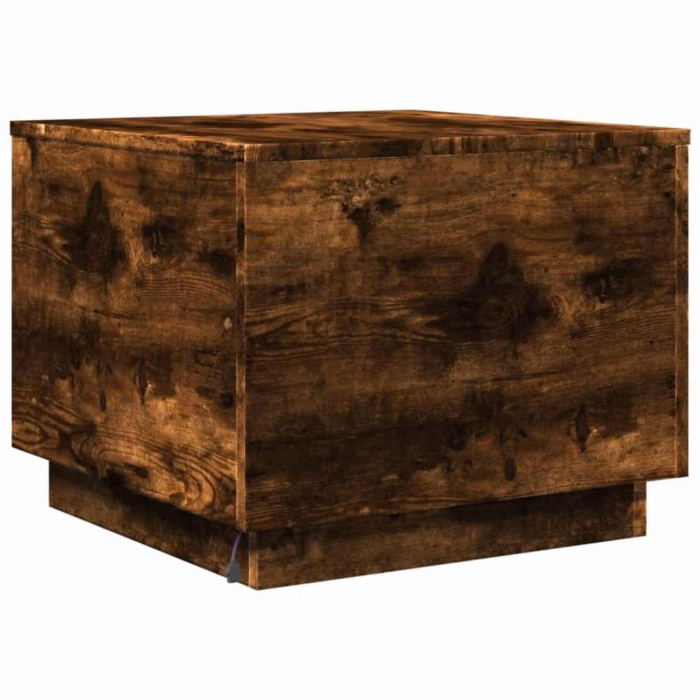 Berkfield Home Modern Square Coffee Table with LED Lights in Smoked Oak Brown, W/D/H: 50 x 50 x 40 cm – 6