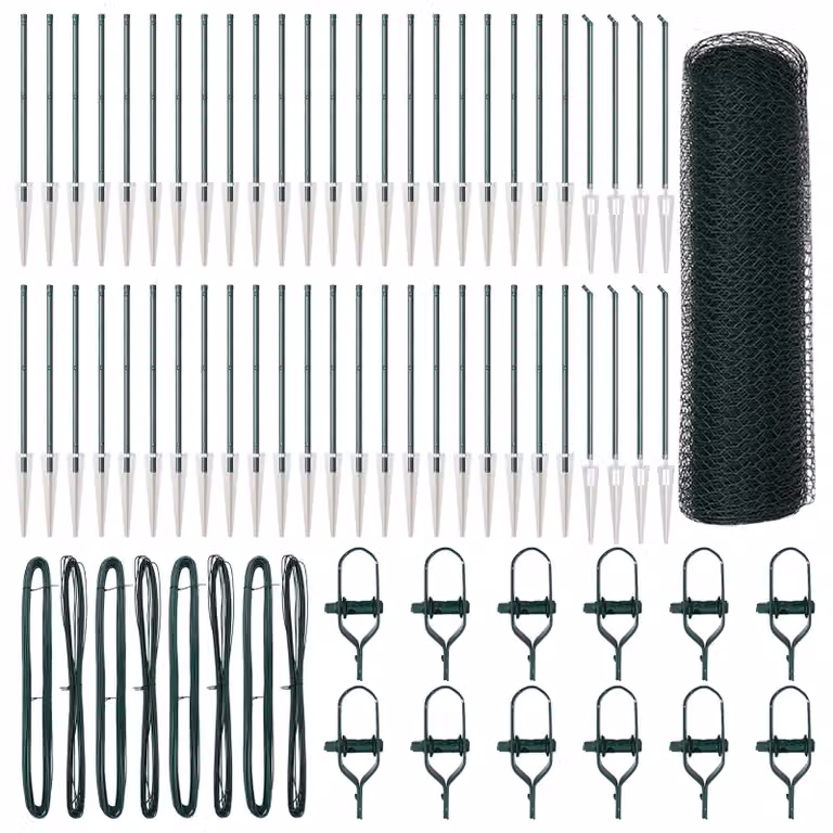 Berkfield Home Green Steel Hexagon Wire Fence Roll, W: 0.6 m, L: 100 m