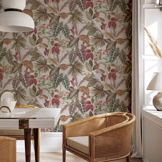 Arthouse Vintage Parrot Multicolour Botanical Vinyl Wallpaper