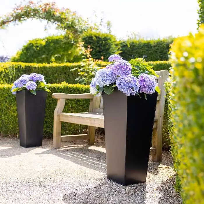 Primrose Black Flared Tapered Outdoor Planter Galvanised Steel Pot H: 70 cm, W: 30 cm – 3