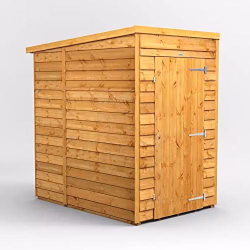 Powersheds Premium Pent Overlap Wooden Shed in Brown, Windowless, with 10 mm Extra Thick Timber – 1
