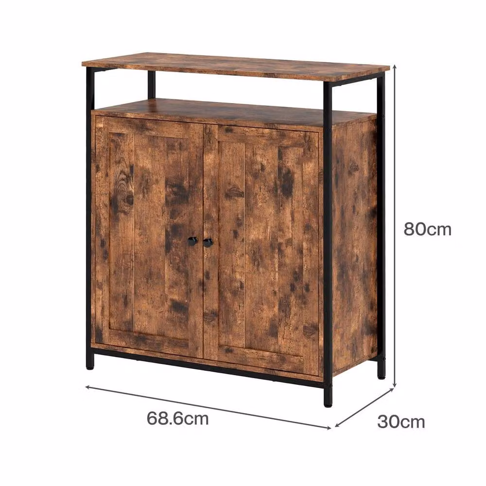 Levede Industrial Style Walnut Storage Cabinet in Brown with 2 Doors – 2