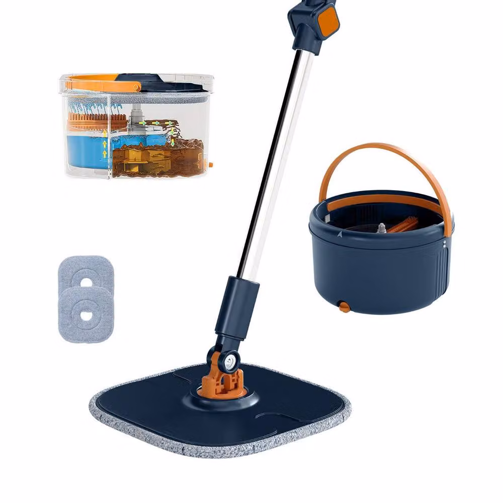 Costway Mop and Bucket Set with Wringer and 2 Microfibre Pads in Blue – 2