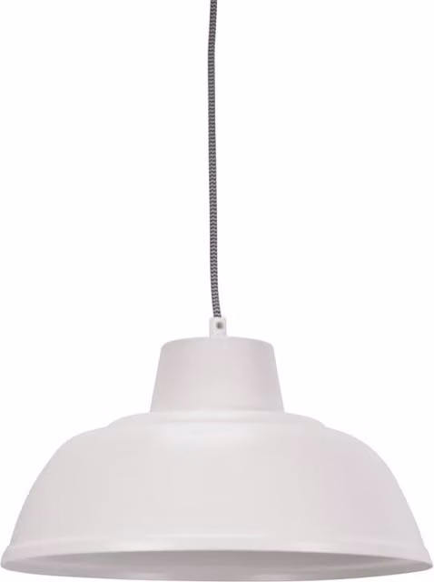 ValueLights Morris Mid-Century Dome Hanging Pendant Ceiling Light Fitting with LED Bulb, White