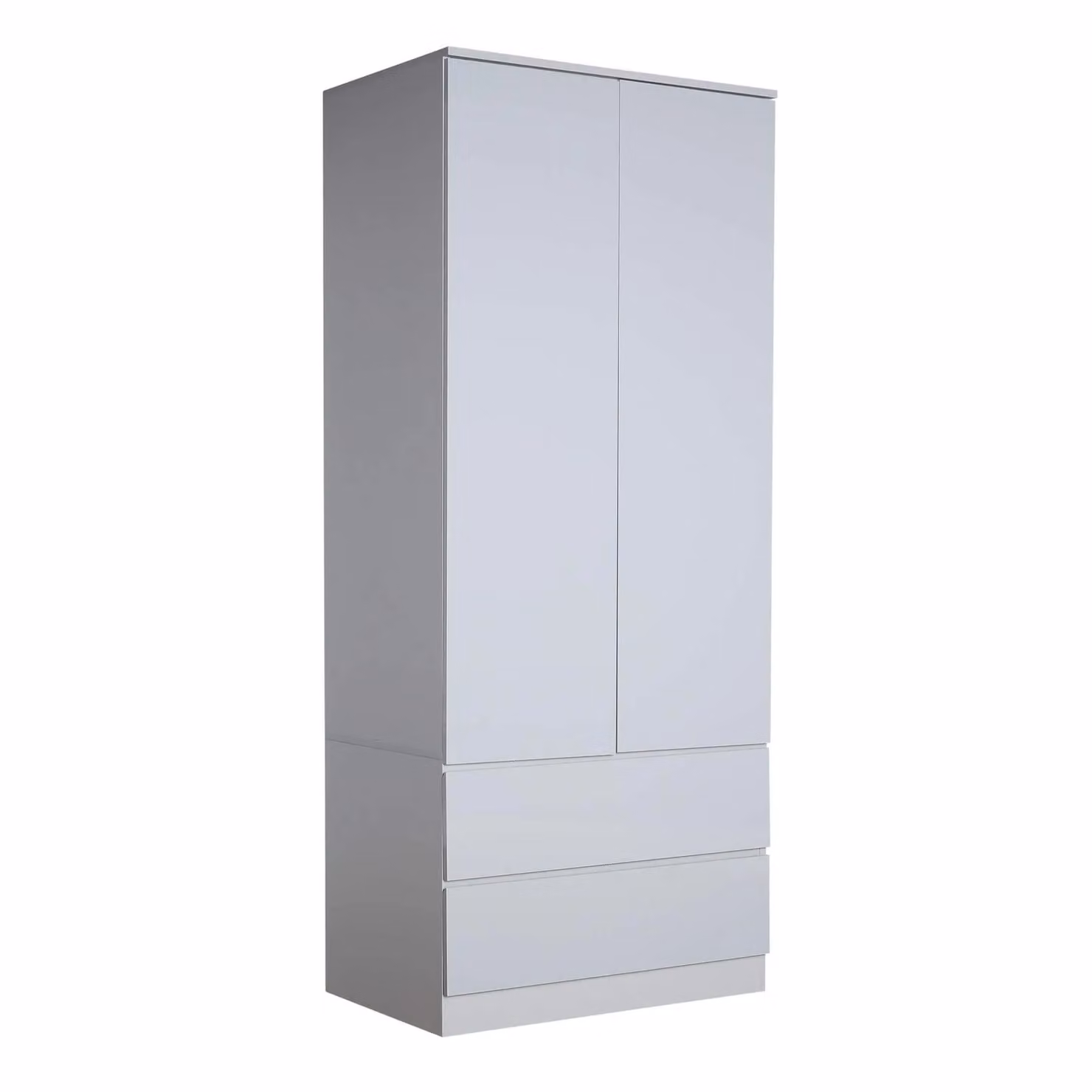 Home Source Modern Grey Glossy Wardrobe with 2 Doors and 2 Drawers, H 180 x W 75 x D 50 cm – 3