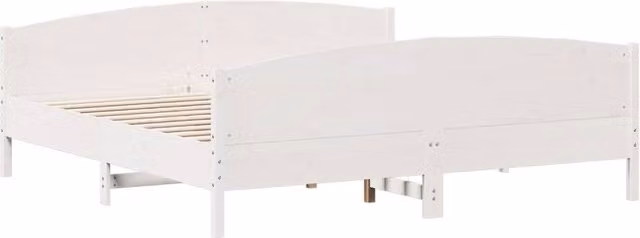 Berkfield Home Beautiful Bed Frame in White Solid Pine, W/D/H: 200 x 200 x 74.5 cm