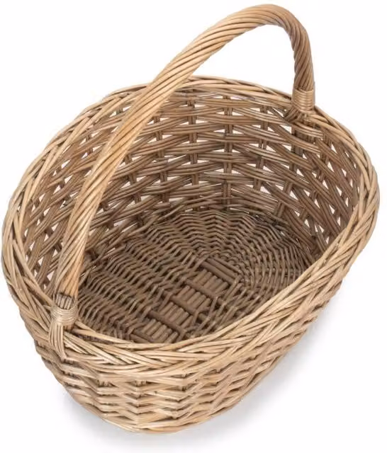 Red Hamper Oval Wicker Braid Border Shopping Basket in Brown, W/D/H: 38.0 x 30.0 x 19.0 cm