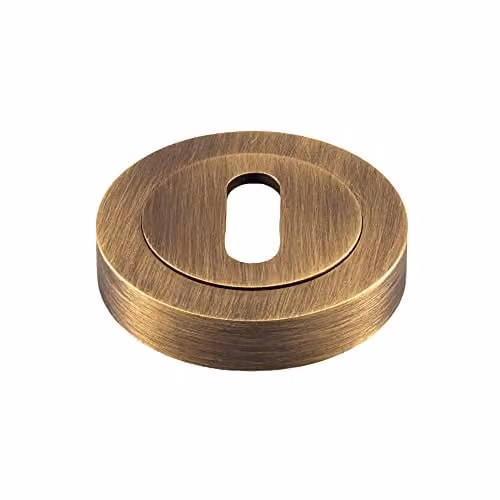 Loops 50mm Round Lock Profile Escutcheon with Concealed Fix in Antique Brass – 2