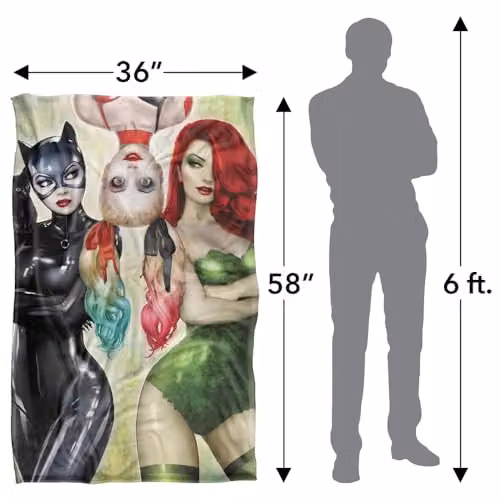 LOGOVISION Batman Catwoman Harley Quinn Poison Ivy Super Soft Green Fleece Throw Blanket, W/D/H: 91 x 147 cm – 4