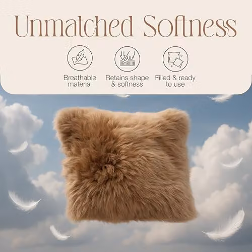Simply Sheepskin Brown Wool Cushion, W/D/H: 45 x 45 x 45 cm – 3