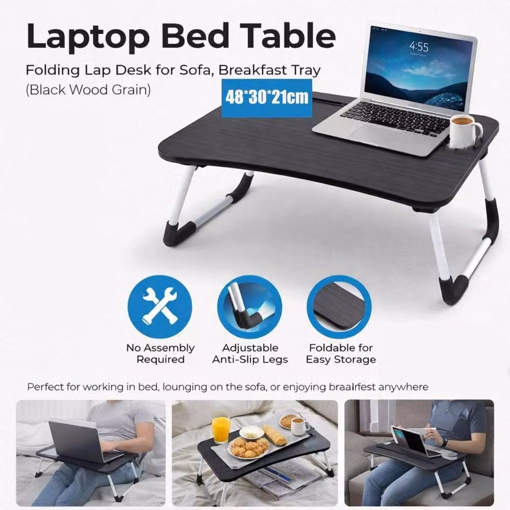 FLAVORA Folding Lap Desk Portable Laptop Bed Desk in Black W/D/H: 48.0 x 30.0 x 21.0 cm – 3