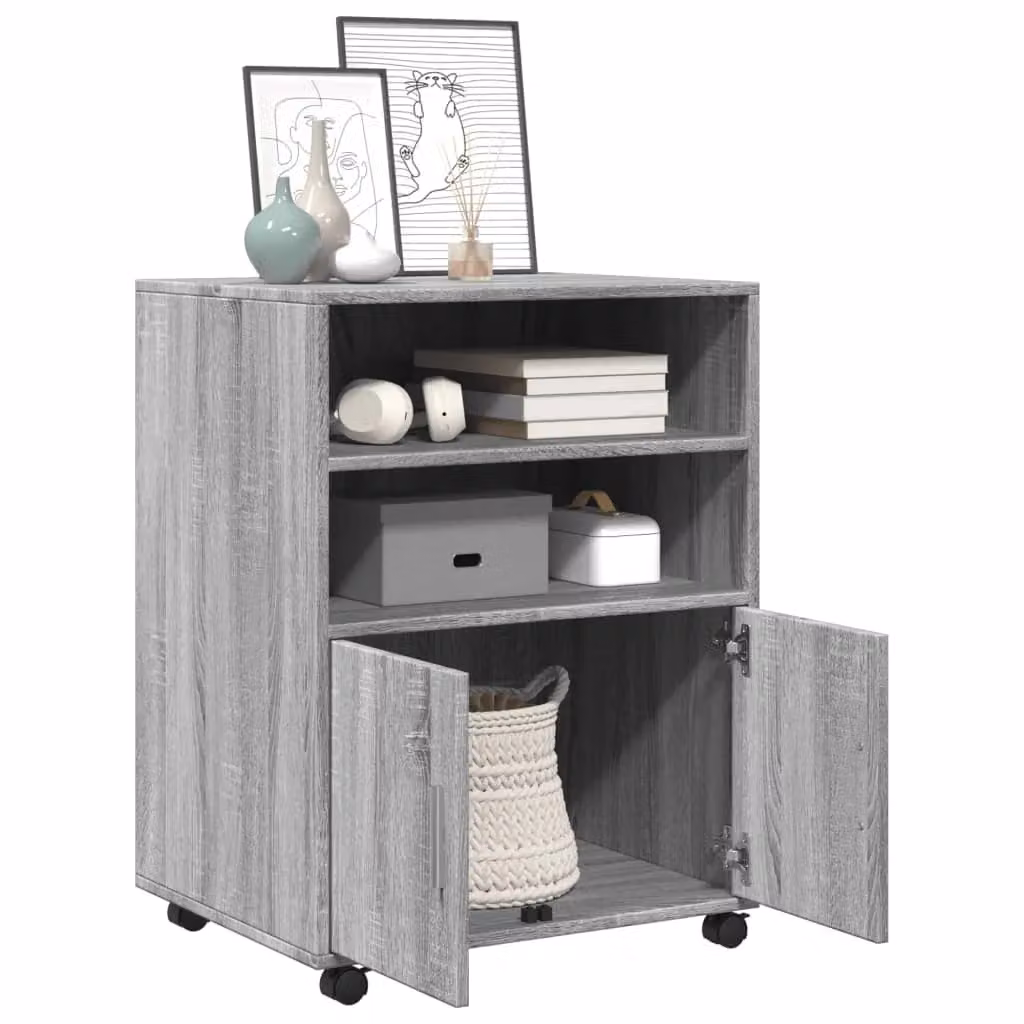 Berkfield Home Grey Sonoma Rolling Cabinet, W: 60 cm, D: 48 cm, H: 81 cm – 3