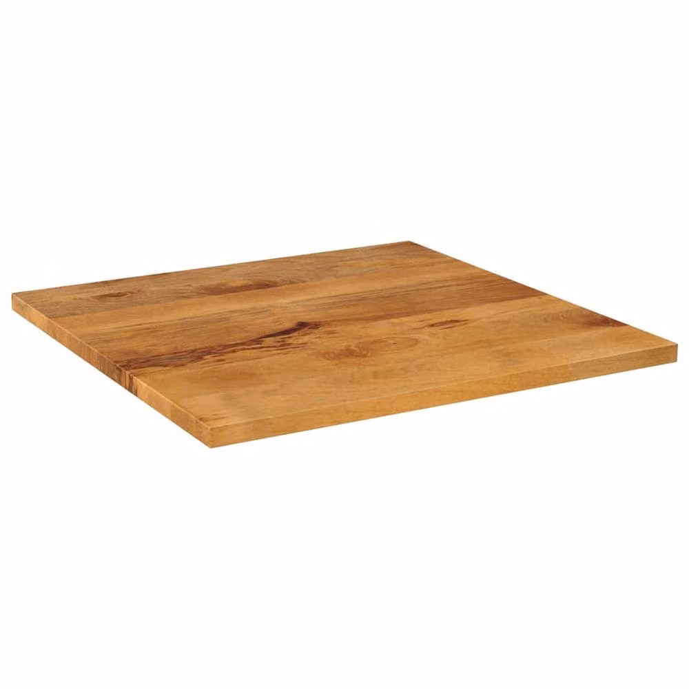 Berkfield Home Square Solid Mango Wood Table Top, Brown, W: 80 cm, D: 80 cm, H: 2.5 cm – 2