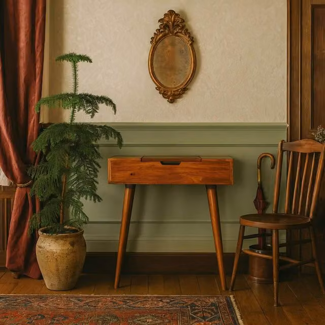 Wyld Haus Olbia Mango Wood Dressing Table with Tri-Fold Mirror in Brown, W/D/H: 78 x 35 x 70 cm – 1
