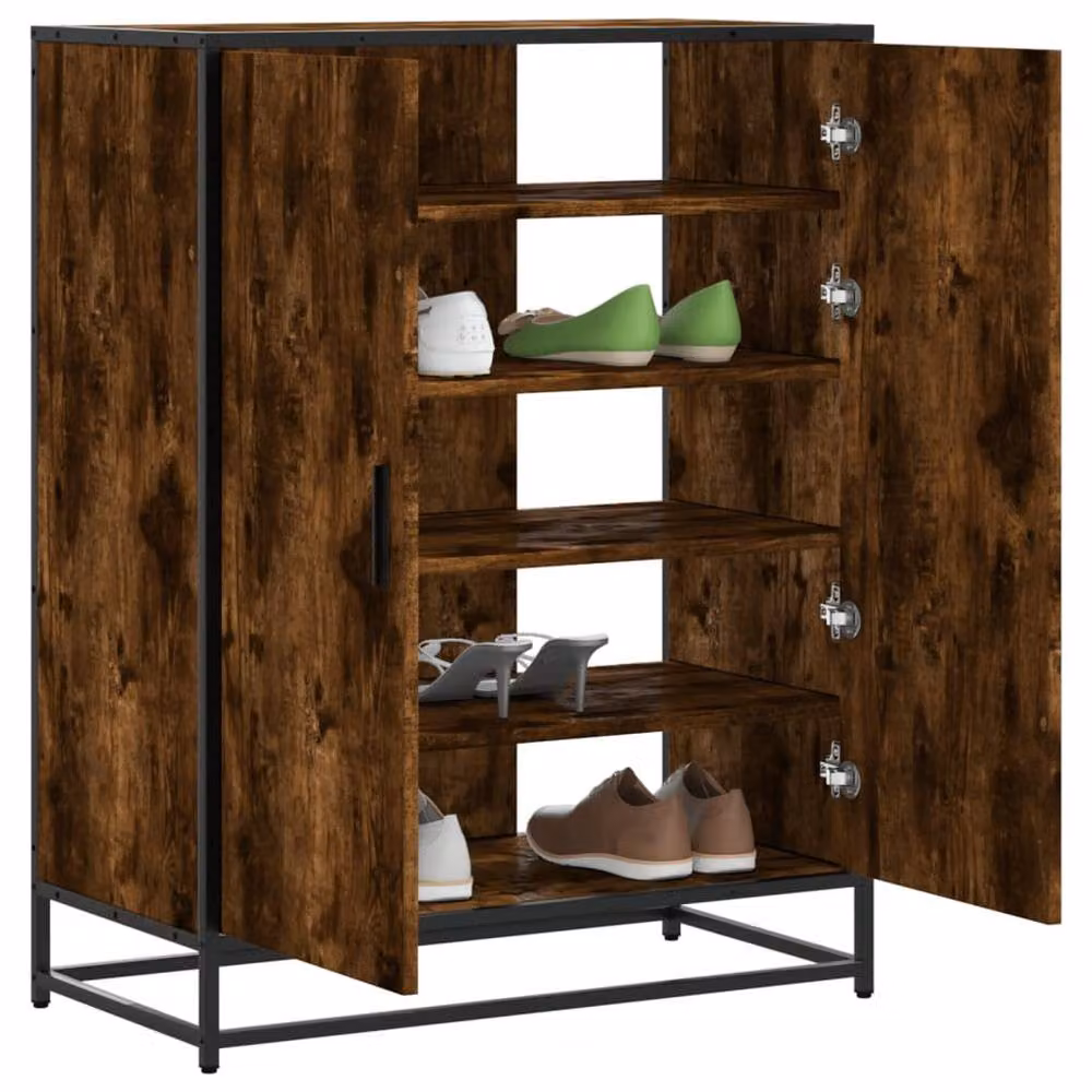 Berkfield Home Smoked Oak Shoe Cabinet in Brown, W/D/H: 75 x 38 x 97.5 cm – 2