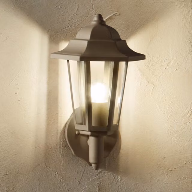 Pacific Lifestyle Mains Powered Garden Wall Lantern Down Light in Brown