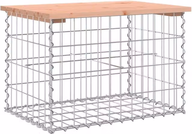 Berkfield Home Gabion Design Garden Bench in Brown Solid Douglas Wood W/D/H: 63 x 44 x 42 cm