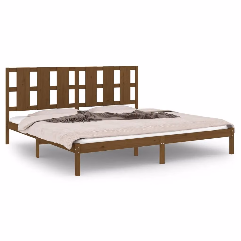 Berkfield Home Solid Wood Pine Bed Frame in Honey Brown, 200 x 200 cm – 2