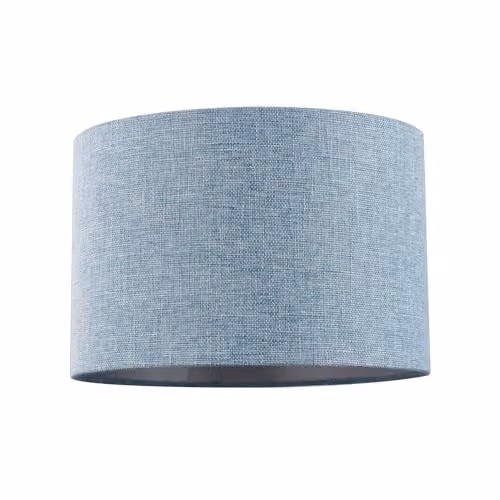 Happy Homewares Blue Linen Fabric Drum Lampshade with Metal Frame, Diameter: 30 cm