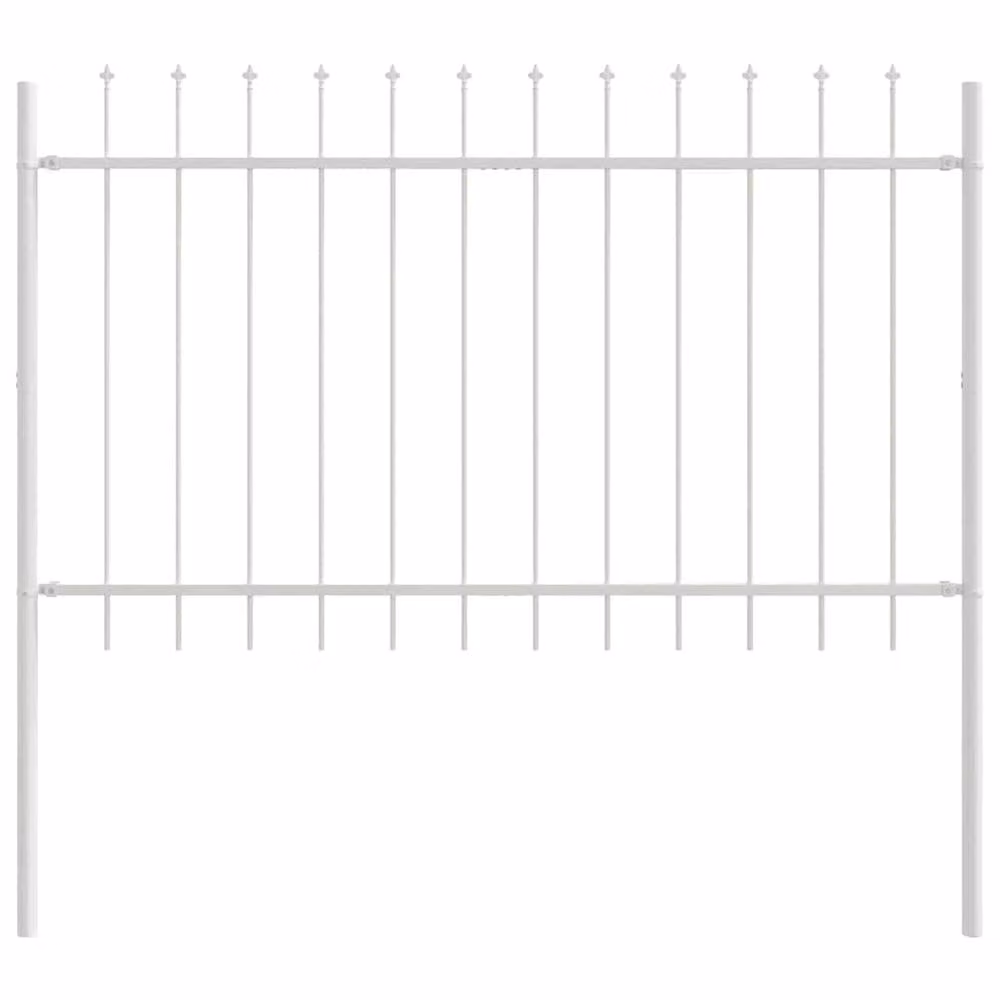 Berkfield Home Elegant Steel Garden Fence with Spear Top, White, H: 170 cm x W: 80 cm – 2