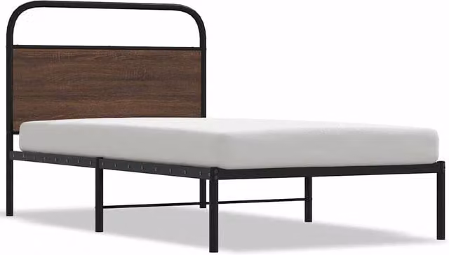 Berkfield Home Single Bed Frame in Brown Oak, W/D/H: 90 x 190 cm