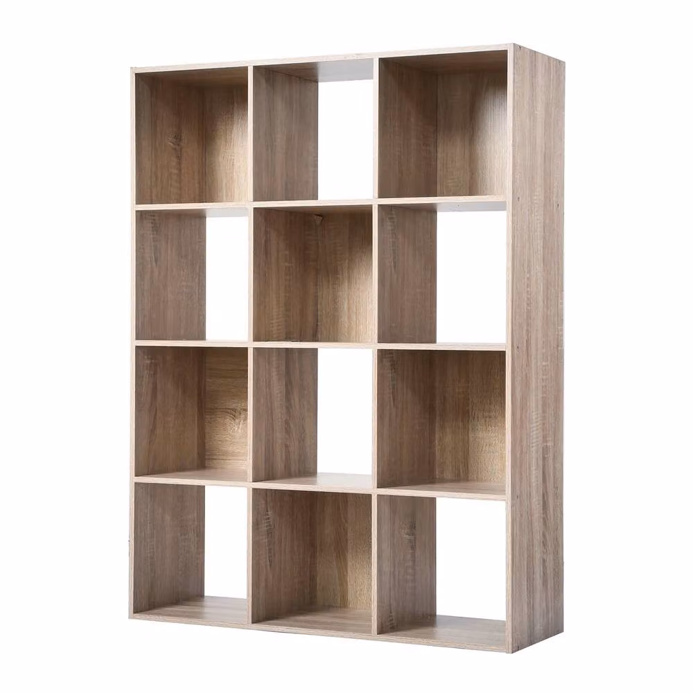 CALICOSY 12-Compartment Cube Storage Shelf in Brown, W/D/H: 93.3 x 29.8 x 124.2 cm – 3