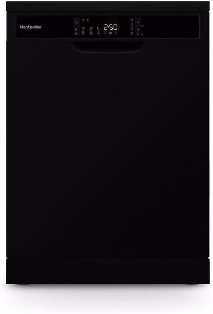 Montpellier Black Freestanding Dishwasher with 14 Place Settings and D Energy Rating