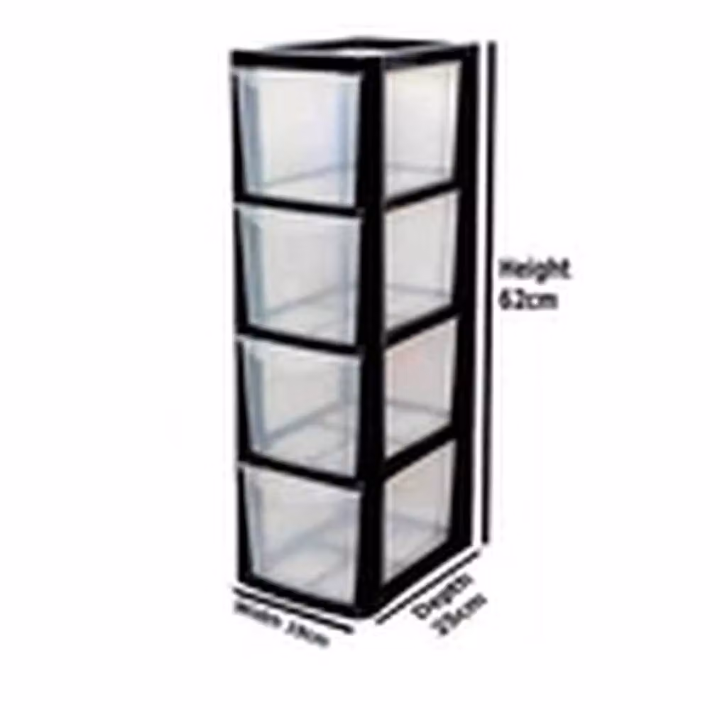 EONLION Black Plastic 4 Drawer Storage Tower, W/D/H: 25.0 x 19.0 x 62.0 cm – 2