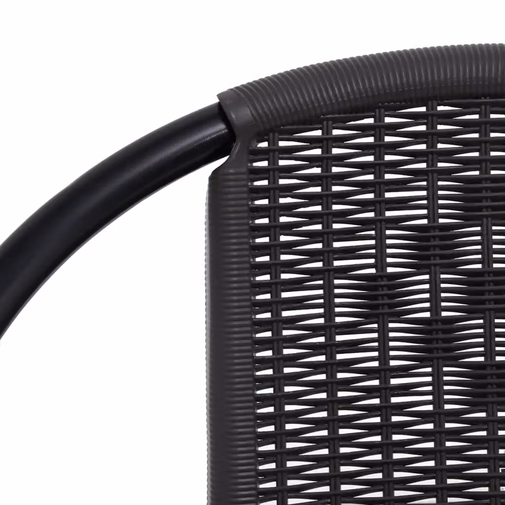 Berkfield Home Set of 4 Black Plastic Rattan and Steel Garden Chairs – 4