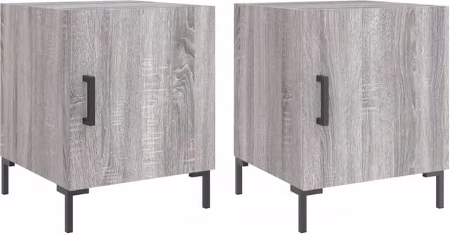 Berkfield Home Set of 2 Grey Sonoma Bedside Cabinets, W/D/H: 40 x 40 x 50 cm