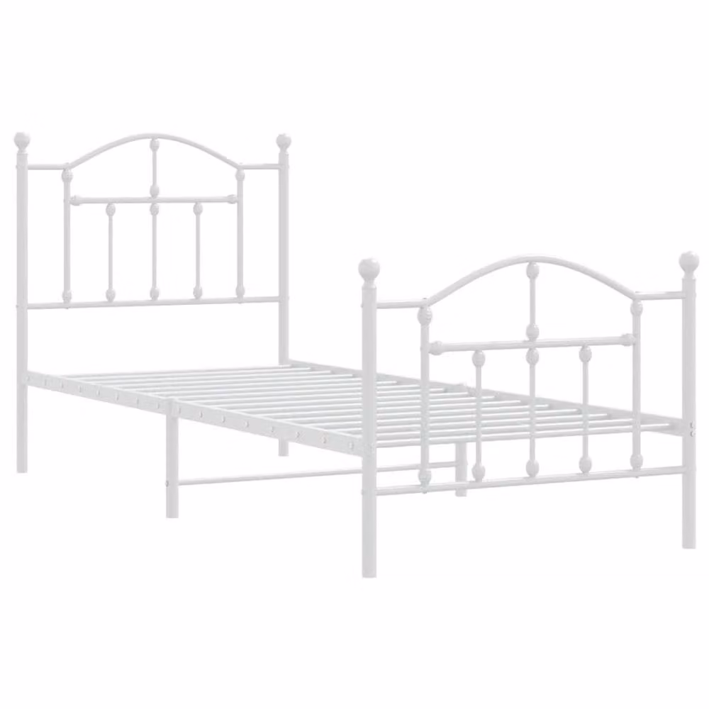 Berkfield Home Metal Bed Frame with Headboard and Footboard, White, W: 80 cm, L: 200 cm – 2